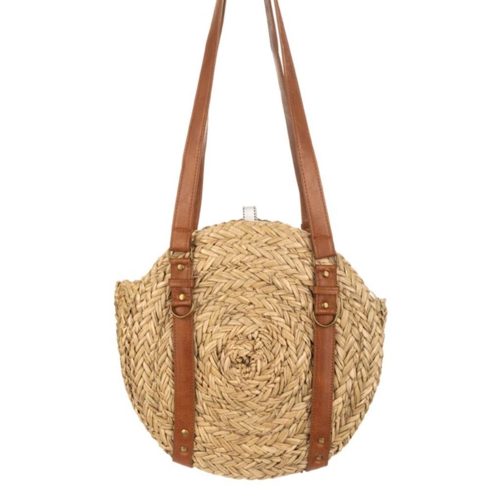 BAY SKY BELLE ROUND SHOULDER BAG A ROUND TOTE WITH ANTIQUE BRASS HARDWARE NWT